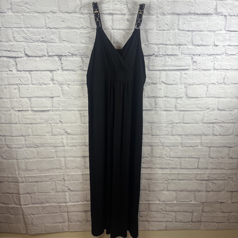 Chico's  NWT Whimsigoth Dark Boho Nala Black Stretch Maxi Dress Size 3 (XL)